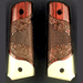 **1911 Full Size Checkered & Engraved Rosewood Grips w/ Acrylic Ivory Accent - WoodWorld of Texas