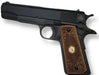 1911 Full Size Grips Unfinished Walnut Checkered in Oval and Scrollwork and a Colt Rampant Horse Gold Medallion - WoodWorld of Texas