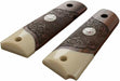 **1911 Full Size Checkered & Engraved Rosewood Grips w/ Acrylic Ivory Accent Texas Star Medallion - WoodWorld of Texas