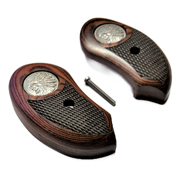 *Bond Arms Derringer XL Grips Laminated Rosewood with Chief Silver Medallion Grips - XL