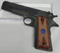 1911 Full Size Double Diamond Checkered Rosewood Grips with Colt Logo Blue Medallion - WoodWorld of Texas