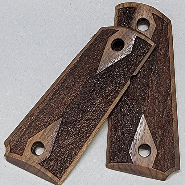 1911 Officers Model / Compact Grips Unfinished Walnut Double Diamond Stippled