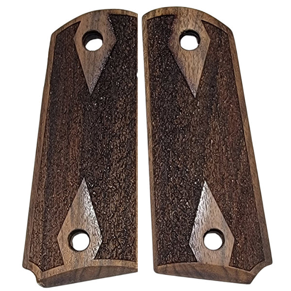 1911 Officers Model / Compact Grips Unfinished Walnut Double Diamond Stippled