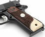 **1911 Full Size Checkered & Engraved Rosewood Grips w/ Acrylic Ivory Accent Punisher Silver Medallion - WoodWorld of Texas