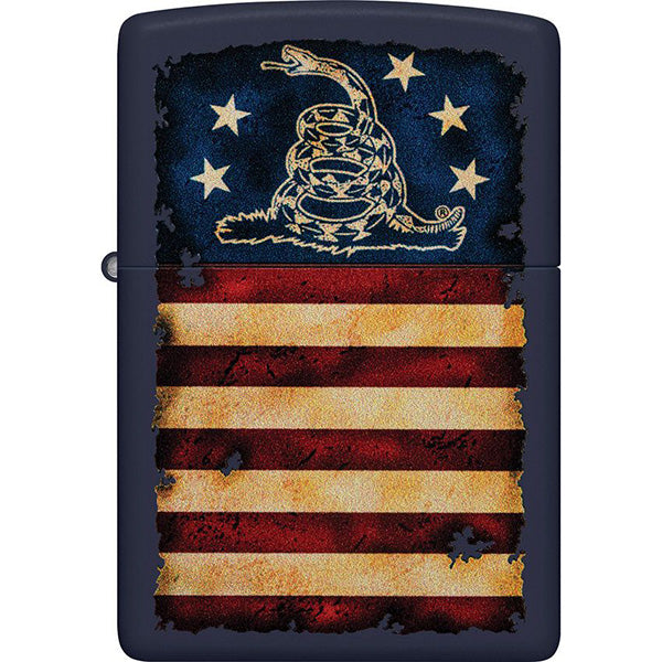 *Zippo Don't Tread On Me Flag III Matte Blue Lighter