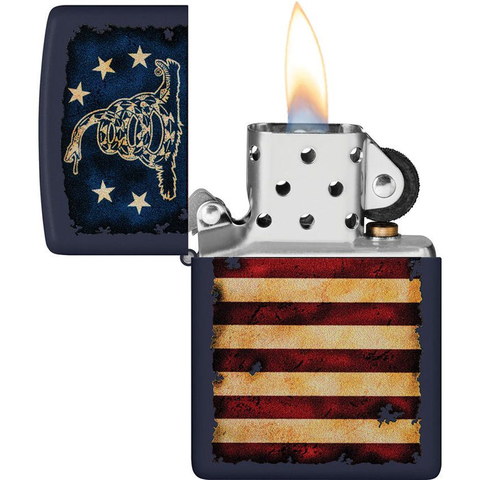 *Zippo Don't Tread On Me Flag III Matte Blue Lighter