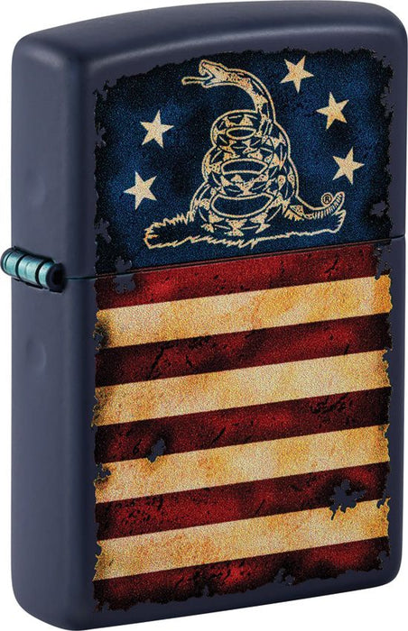 *Zippo Don't Tread On Me Flag III Matte Blue Lighter