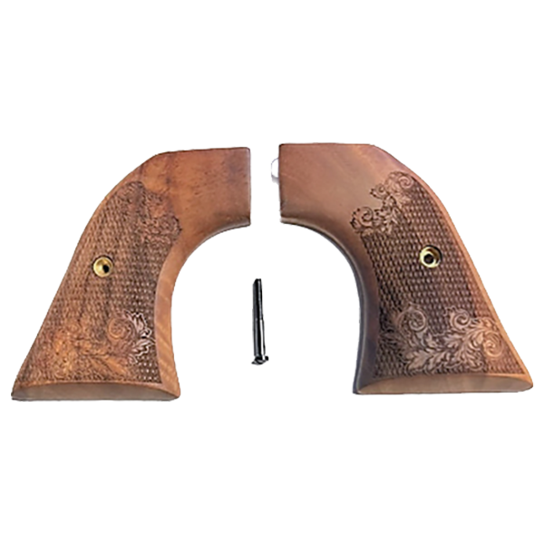 Ruger - Wrangler Model - Checkered & Carved Oak Leaf Scrollwork Walnut Grips