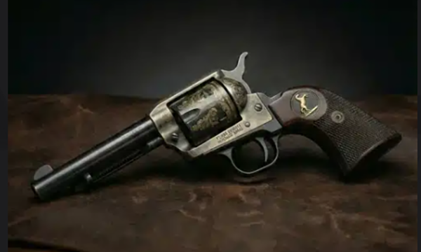 **Heritage Arms Rough Rider 6 & 9 Shot Grips (.22 &.22 Mag) Rosewood Checkered with Rearing Horse Medallion