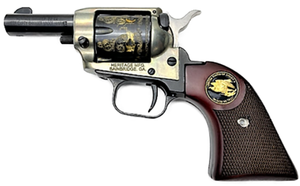 **Heritage Arms Rough Rider 6 & 9 Shot Grips (.22 &.22 Mag) Rosewood Checkered with Eagle "In God We Trust" Medallion