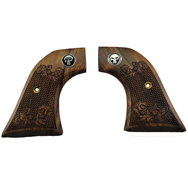Ruger - Wrangler Model - Unfinished Walnut Carved Scrollwork & Punisher Black Medallion (Copy)