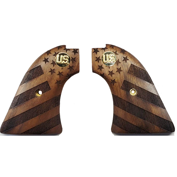 **Heritage Arms Rough Rider 6 & 9 Shot Grips Unfinished Walnut US Flag with U.S. Medallion Grips