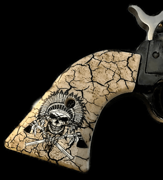 *Heritage Arms Rough Rider 6 & 9 Shot Grips (.22 &.22 Mag) UV / HD Printed Warrior Chief Skull Image on ABS Grips