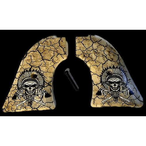*Heritage Arms Rough Rider 6 & 9 Shot Grips (.22 &.22 Mag) UV / HD Printed Warrior Chief Skull Image on ABS Grips