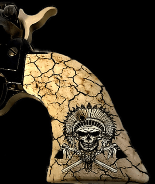 *Heritage Arms Rough Rider 6 & 9 Shot Grips (.22 &.22 Mag) UV / HD Printed Warrior Chief Skull Image on ABS Grips