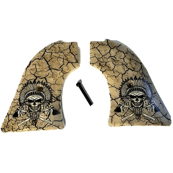 *Heritage Arms Rough Rider 6 & 9 Shot Grips (.22 &.22 Mag) UV / HD Printed Warrior Chief Skull Image on ABS Grips