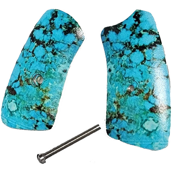 Ruger Sp101 Insert UV/HD Printed Turquoise Image on Acrylic blanks - Insert and grip screw only NO RUBBER Frame. Requires us of your OEM grip frame