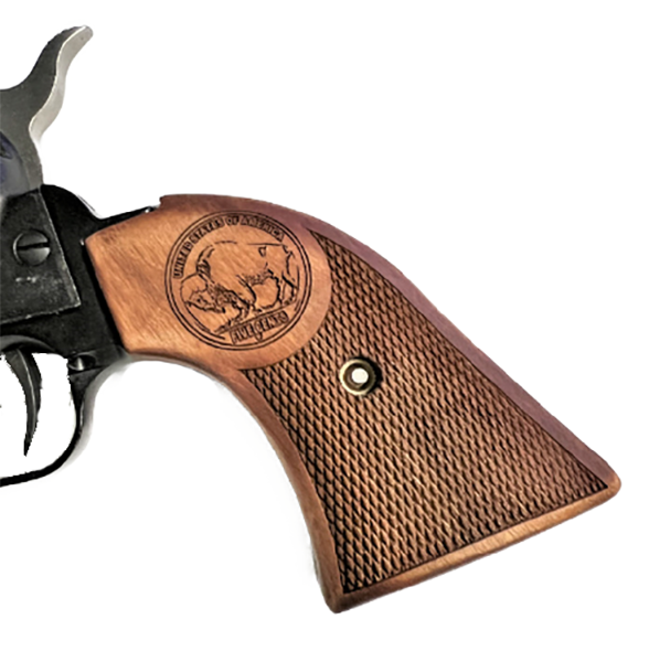 **Heritage Arms Rough Rider 6 & 9 Shot Grips Unfinished Walnut  Checkered with Carved Buffalo Nickel Grips