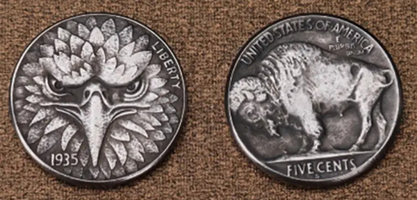 **Heritage Arms Rough Rider 6 & 9 Shot Grips (.22 &.22 Mag) Rosewood Checkered with Eagle & Buffalo Medallions