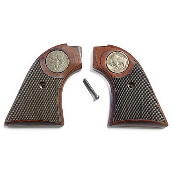 **Heritage Arms Rough Rider 6 & 9 Shot Grips (.22 &.22 Mag) Rosewood Checkered with Eagle & Buffalo Medallions
