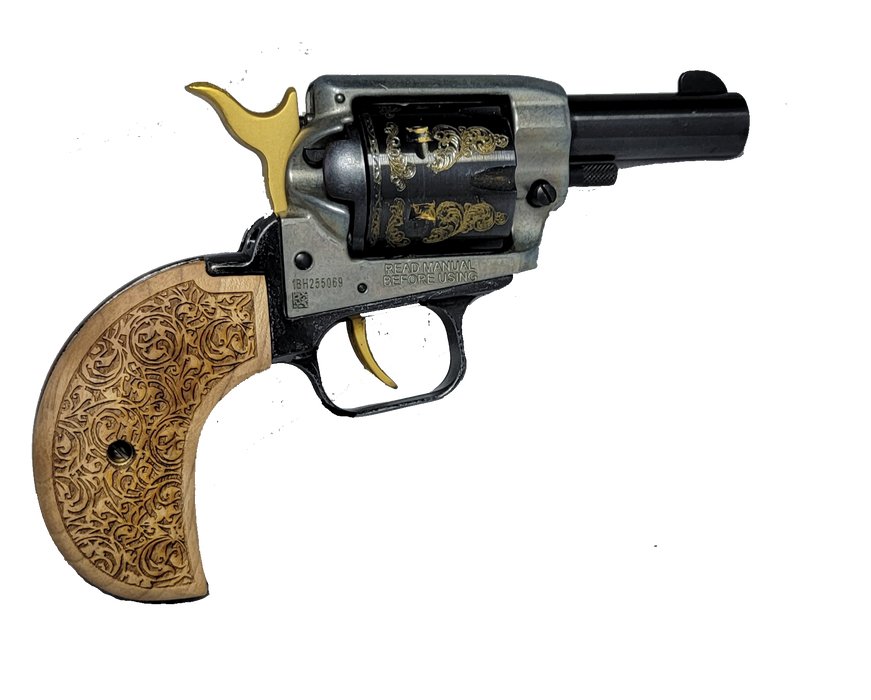 Ruger Wrangler & Diamondback Side Kick - Birdshead Grip- Unfinished Carved Scroll Pattern Grip - Fits Birdshead Model Only