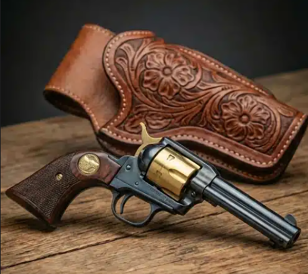 **Heritage Arms Rough Rider 6 & 9 Shot Grips (.22 &.22 Mag) Rosewood Checkered with Wolf Medallion