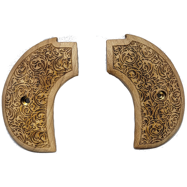 Ruger Wrangler & Diamondback Side Kick - Birdshead Grip- Unfinished Carved Scroll Pattern Grip - Fits Birdshead Model Only