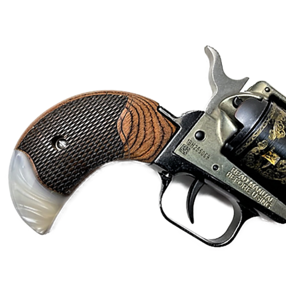 Heritage Arms Rough Rider * 6 & 9 Shot Grips (.22 &.22 Mag) - Birdshead -  Gentlemen Rosewood checkered engraved grips with Pearl Accents - Fits Birdshead Model Only