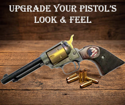 **Heritage Arms Rough Rider 6 & 9 Shot Grips (.22 &.22 Mag) Rosewood Checkered with Us Flag Medallion