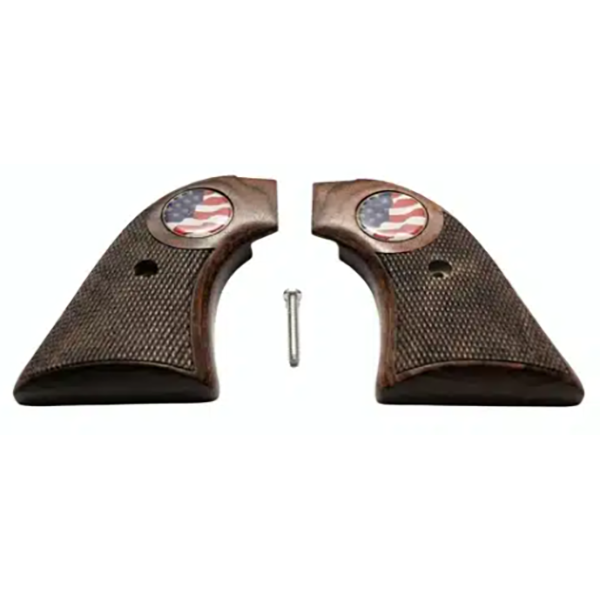 **Heritage Arms Rough Rider 6 & 9 Shot Grips (.22 &.22 Mag) Rosewood Checkered with Us Flag Medallion