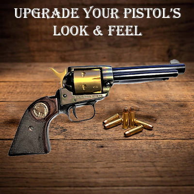 **Heritage Arms Rough Rider 6 & 9 Shot Grips (.22 &.22 Mag) Rosewood Checkered with Bear Medallion