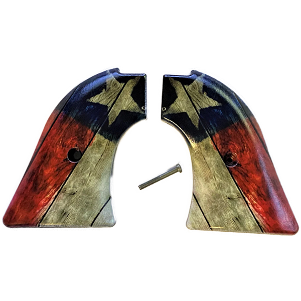 *Heritage Arms Rough Rider 6 & 9 Shot Grips (.22 &.22 Mag) UV / HD Printed Texas Flag Rustic Image on ABS Grips