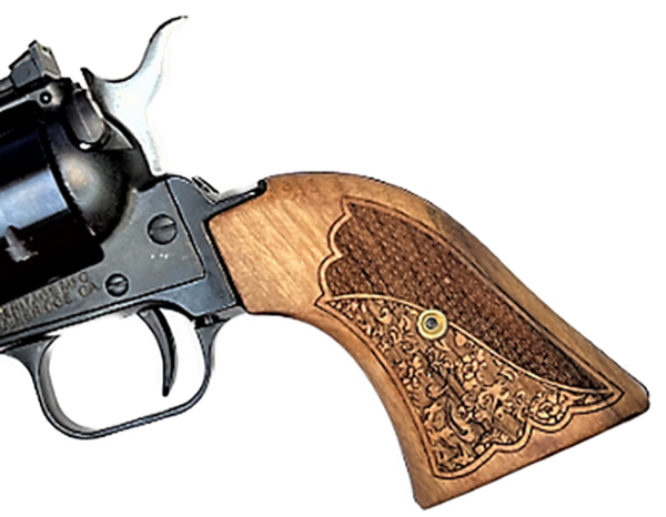 **Heritage Arms Rough Rider 6 & 9 Shot Grips Unfinished Walnut with Checkering and Carved Oak Leaf Scroll work Grips