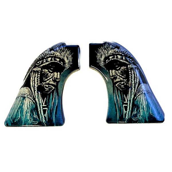 *Heritage Arms Rough Rider 6 & 9 Shot Grips (.22 &.22 Mag) UV / HD Printed Sioux Chief Image on ABS Grips