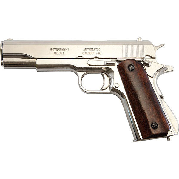 Non-Firing Inert M1911 A1 Auto Pistol Replica Nickel Finish  9.5"  2.00 Pounds - Decoration