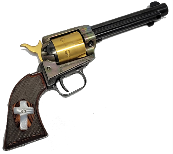 **Heritage Arms Rough Rider 6 & 9 Shot Grips (.22 &.22 Mag) Rosewood Checkered with Acrylic Mother of Pearl Accent