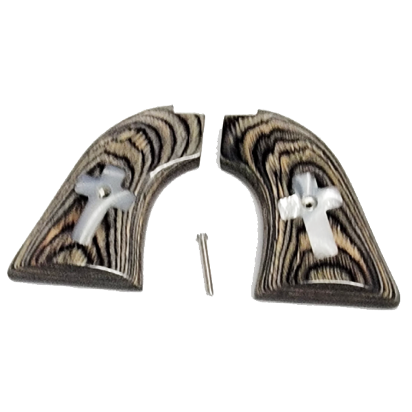 **Heritage Arms Rough Rider 6 & 9 Shot Grips (.22 &.22 Mag) Rosewood Black with Acrylic Mother of Pearl Cross