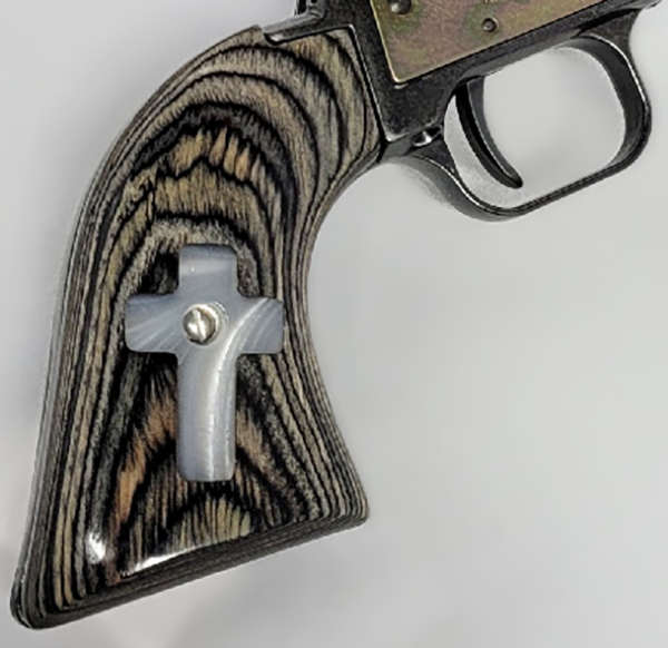**Heritage Arms Rough Rider 6 & 9 Shot Grips (.22 &.22 Mag) Rosewood Black with Acrylic Mother of Pearl Cross