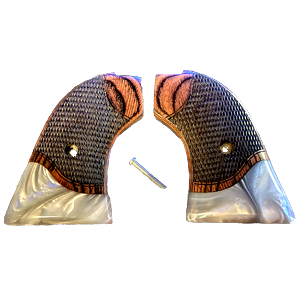 **Heritage Arms Rough Rider 6 & 9 Shot Grips (.22 &.22 Mag) Rosewood Checkered with Acrylic Mother of Pearl Accent