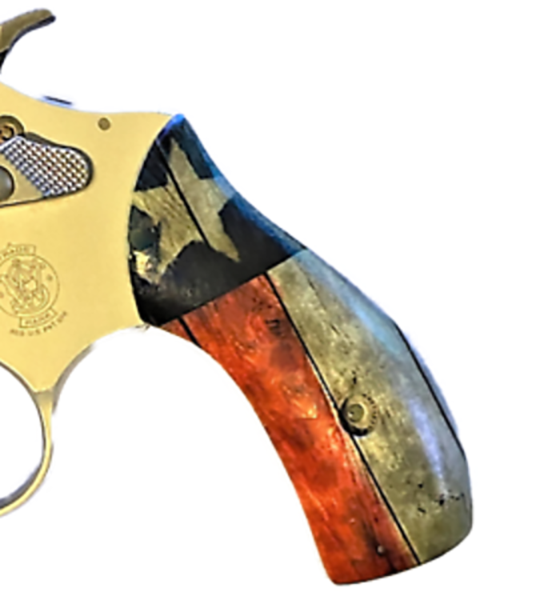 S&W J Frame Round Butt UV/HD Printed Image of Texas Flag Rustic Grips