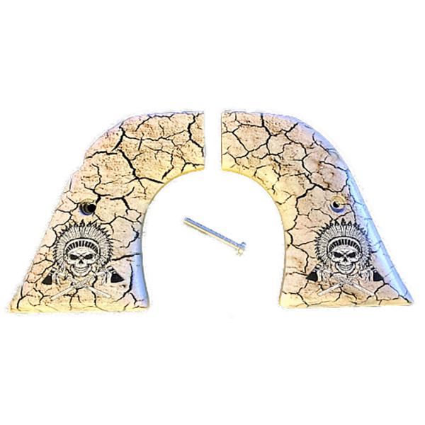 Ruger - Wrangler Model - Flag - UV/HD Printed Warrior Chief Skull Image on solid ABS Grips