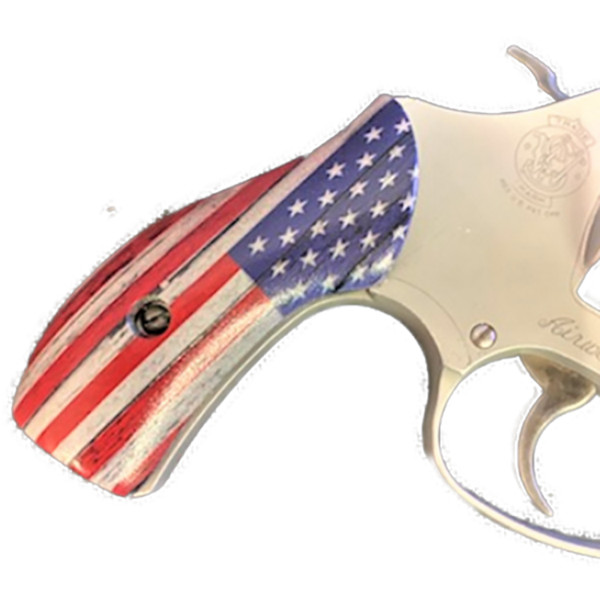 S&W J Frame Round Butt UV/HD Printed Image of US Flag Rustic Grips
