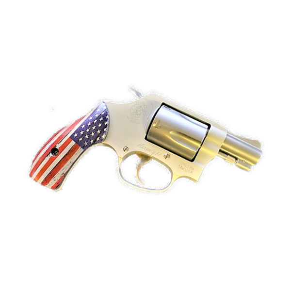 S&W J Frame Round Butt UV/HD Printed Image of US Flag Rustic Grips