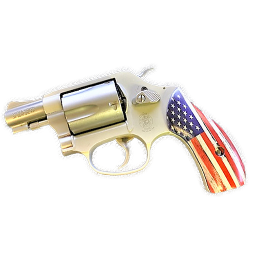 S&W J Frame Round Butt UV/HD Printed Image of US Flag Rustic Grips