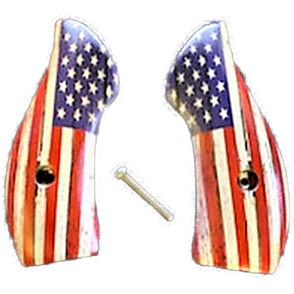 S&W J Frame Round Butt UV/HD Printed Image of US Flag Rustic Grips