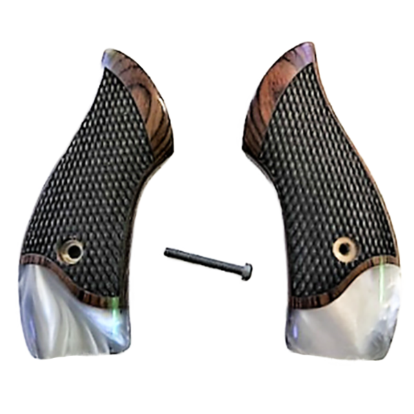 S&W J Frame Round Butt Rosewood Grips with Pearl Accent
