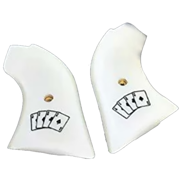 *Heritage Arms Rough Rider * 6 & 9 Shot Grips (.22 &.22 Mag) - Acrylic Ivory White Gambler with 4 Aces Grips)