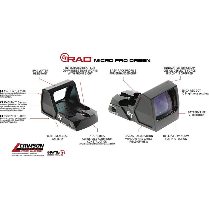 CT Rad Micro Pro Dot Sight Green- CMT13000038  - Crimson Trace