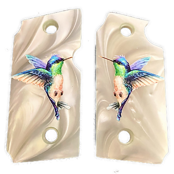 Sig Sauer P238 HD/UV Printed Faux Mother of Pearl with Stunning Humming Bird Grips