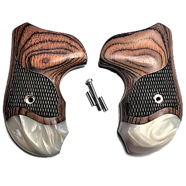 *S&W J Frame Round Butt Full Wrap Around Rosewood Gun Grips With Pearl Accent